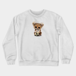 Leopard Cub With Football Soccer Ball Crewneck Sweatshirt